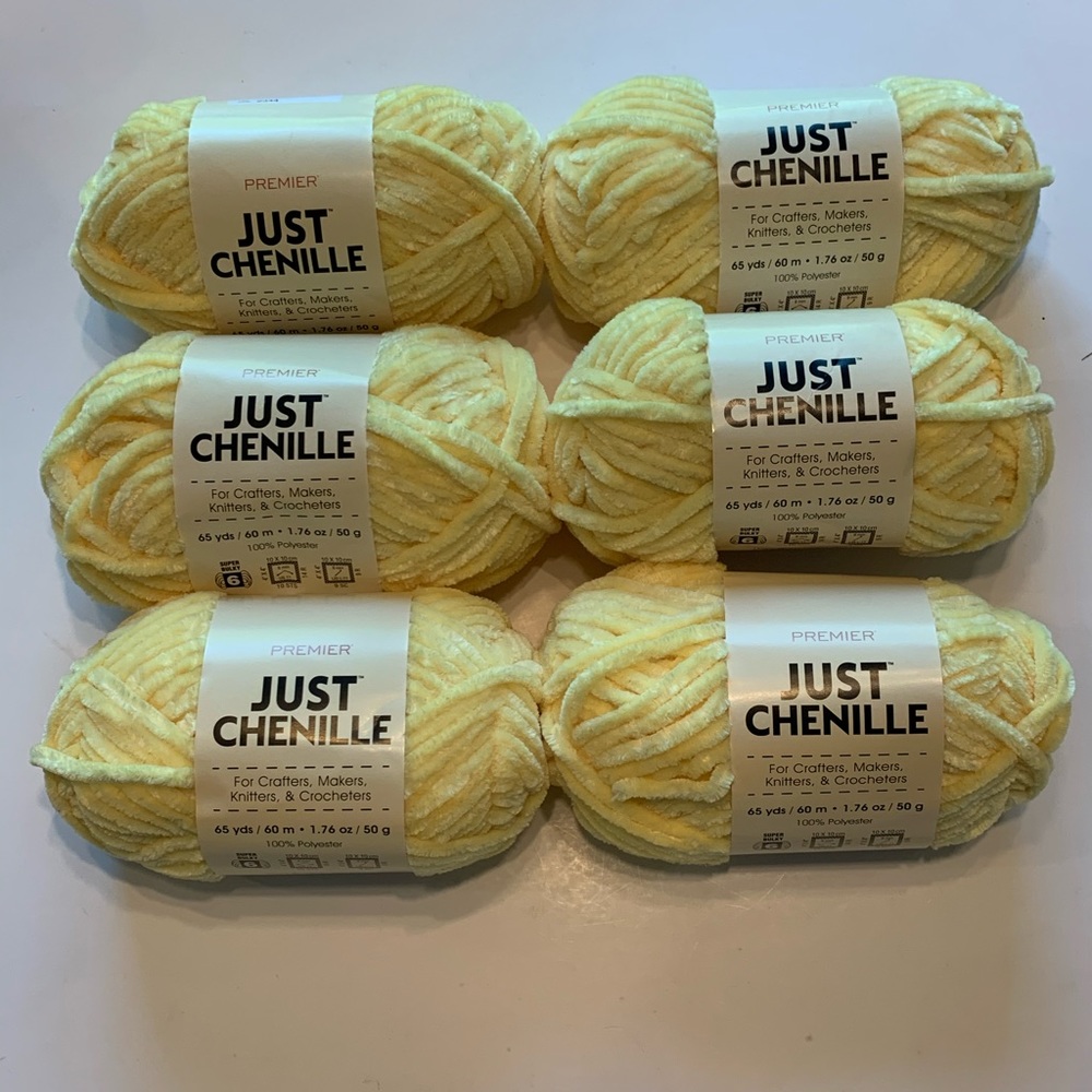 COPY - 6 Skeins Premier Yarn chenille yellow new